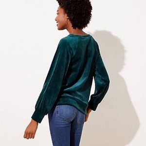 LOFT green velour sweater